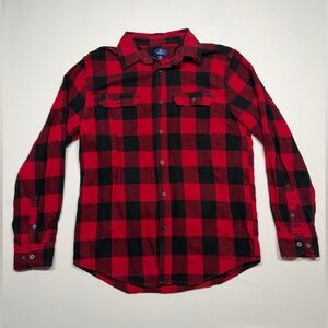 sku#150 George Bold Red and Black Checkered Shirt